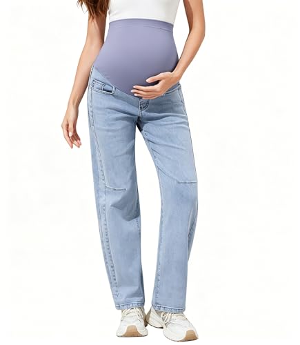 Image of PACBREEZE Women's Maternity Jeans Over Belly Skinny Stretchy Denim Pants Comfy Slim Pregnancy Pants