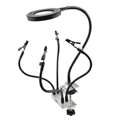 Artibetter Lámpara LED con Lupa para Escritorio con Luz Regulable Herramienta Auxiliar para Soldadura y Trabajos de Precisión Circuitos y Manualidades