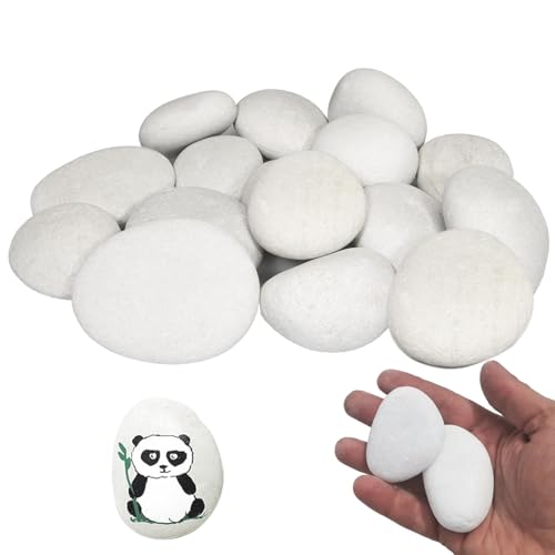 OUTALIZ Guijarros, Piedras de Río Pulidas, Guijarros para Manualidades, Piedras de Río Decorativa, para Decoración del Hogar, Jardín, Plantas, Proyectos Artísticos 4-8 cm, 1 kg(Blanco)