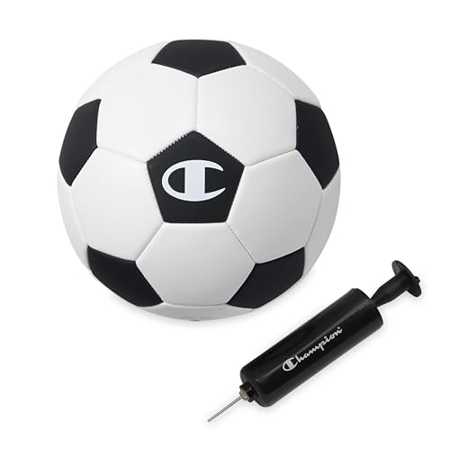 Champion Balón de fútbol para jóvenes y adultos, diseño con paneles, control mejorado, cubierta duradera y vejiga de butilo, para entrenamiento en interiores y exteriores, los tamaños 3 incluyen bomba