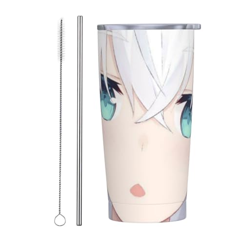 白上フブキ (18) 水筒 真空断熱ケータイマグ 600ml ステンレスボトル 車用 直飲み 保温 保冷 フタ付きコーヒーカップ アウトドア 車のネイブに最適 スポーツタイプ ステンレスクールボトル 軽量 隔? 水筒 男の子 女の子