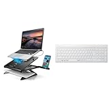 【キーボードセット】エレコム ノートPCスタンド 冷却ファン付き 折りたたみ 高さ8段階調整 スマホスタンド付き ~15.6インチ対応 ブラック PCAWLTSFANH8BK