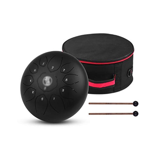 11 Inch Mini Steel Drum Tongue Percussion Instrument Tambourine Instrument with Drumsticks for Music (Color : E)