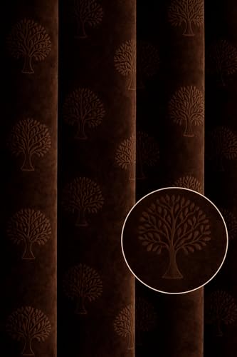 Image of Velvet Door Curtains 7 Feet Set of 2 | Solid |Thermal Insulated Parda |Eyelet Ring Curtain for Living Room, Bedroom & Study|(152 x 213 cm, Coffee)|Perfect for Home Decor (Coffee, 7)