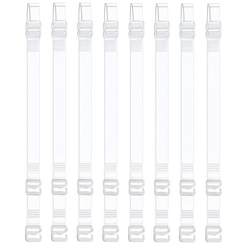 SHOCHX Clear Bra Straps 4-Pairs Invisible Adjustable Shoulder Strap Non-Slip Max Length 65cm Bra Straps for Strapless Bra (Clear Bra Straps-10mm)