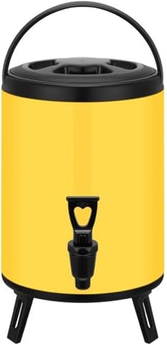 Mearrineser 断熱ウォータージャグ 10L ステンレス製 蛇口付き 保温保冷 キャンプ アウトドア 大容量 ドリンクサーバー 家庭用 商業用 水 ジュース コーヒー保存可能 イエロー (12L,イエロー)