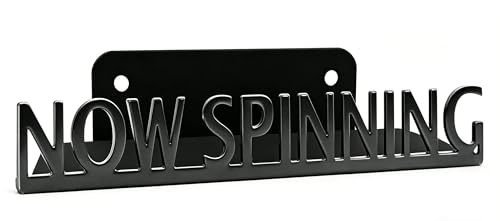 Now Spinning Vinyl Record Stand Wall Mount Album Player Display LP Shelf Black Decoration Vintage Organization for Music Lovers Accessory Hanging Storage Holder Room Steel Gift Ideas Lover Metal