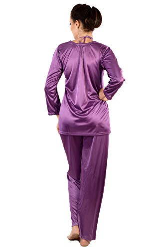 Image of Women's Satin Full Sleeve Night Suit Set of Top & Pyjama