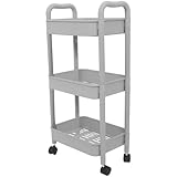 SOLUSTRE 3 stöckiger Rollwagen mit Rädern aus Stabilem Pp für Badezimmer und Badorganisation Mobiler Servierwagen mit Elegantem Design und Multifunktionalem Stauraum