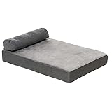 MATERIALES SUAVES: La cama para perros está hecha de lino sintético y terciopelo holandés. Su interior está relleno de una cómoda espuma viscoelástica, para proporcionar un suave apoyo a tu mascota, aliviando dolores musculares y articulares