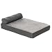 Pawhut Cama para Perros Lavable Ortopédica con Almohada Extraíble Funda Desenfundable Cojín para Perros de Felpa y Espuma Viscoelástica 75x55x20 cm Gris