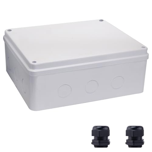 Image of Junction box Dustproof Waterproof IP65 ABS Plastic Electrical Boxes, Indoor & Outdoor Electrical Power Cord Enclosure Universal Project Box DIY Case White 11.8 x 9.8 x 4.7 inch(300x250x120mm)