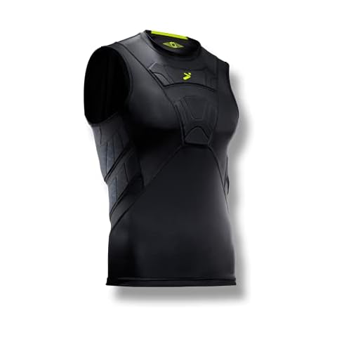 Storelli BodyShield Sleeveless Undershirt | Protective Soccer Base Layer | Lightweight Compression Top | Padded Chest and Rib Protection | Black | Medium Cover