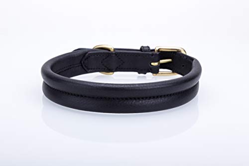 Collier pour chien en cuir véritable rembourré et doux