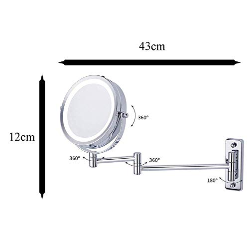 Miroir LED salle de bain rond 6 pouces grossissement 5X et bras extensible