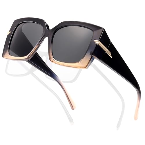 LVIOE Fit Over Sunglasses for Women Oversized Frame & Big Temple & Full UV400 Protection Polarized Lens Fashion Design LS7519
