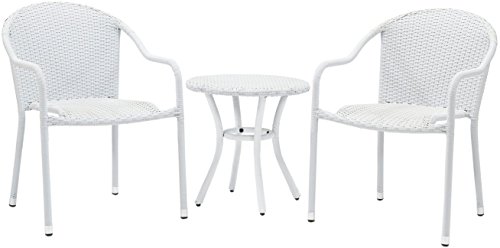 Crosley Furniture Palm Harbor 3-Piece Outdoor Wicker Cafe Seating Set - White
