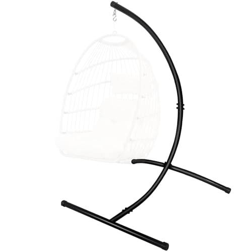 Goutime Hängesessel Gestell Hängematte Stuhl Stand nur Hängematte Stand C Form für Indoor Outdoor Hanging Egg Swing Stuhl/Rattan Swing Sitze Maximale Traglast 158kg (Nur das Gestell ohne Hängesessel)