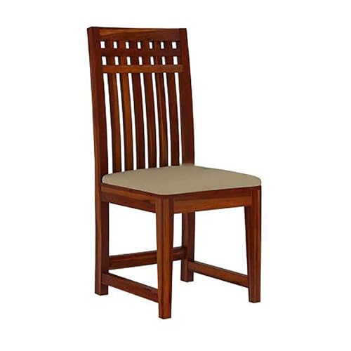 Image of AS Arts Sheesham Wood Rectangular 4 Seater Dining Table Set of 4 with Cushioned Chairs for Home & Dining Room | Solid Wood | Natural Honey Finish