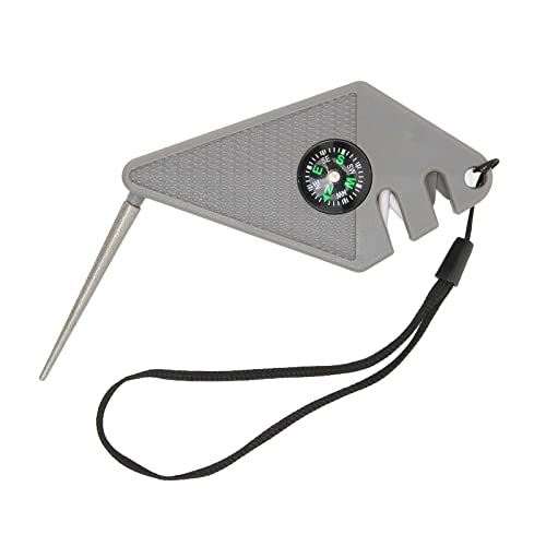 Afilador de Cuchillos 6 en con Brújula y Silbato de Supervivencia Multifunción para Afilar Anzuelos y Herramientas de Acero – Accesorio Portátil para Caza Camping y Aventuras al Aire Libre