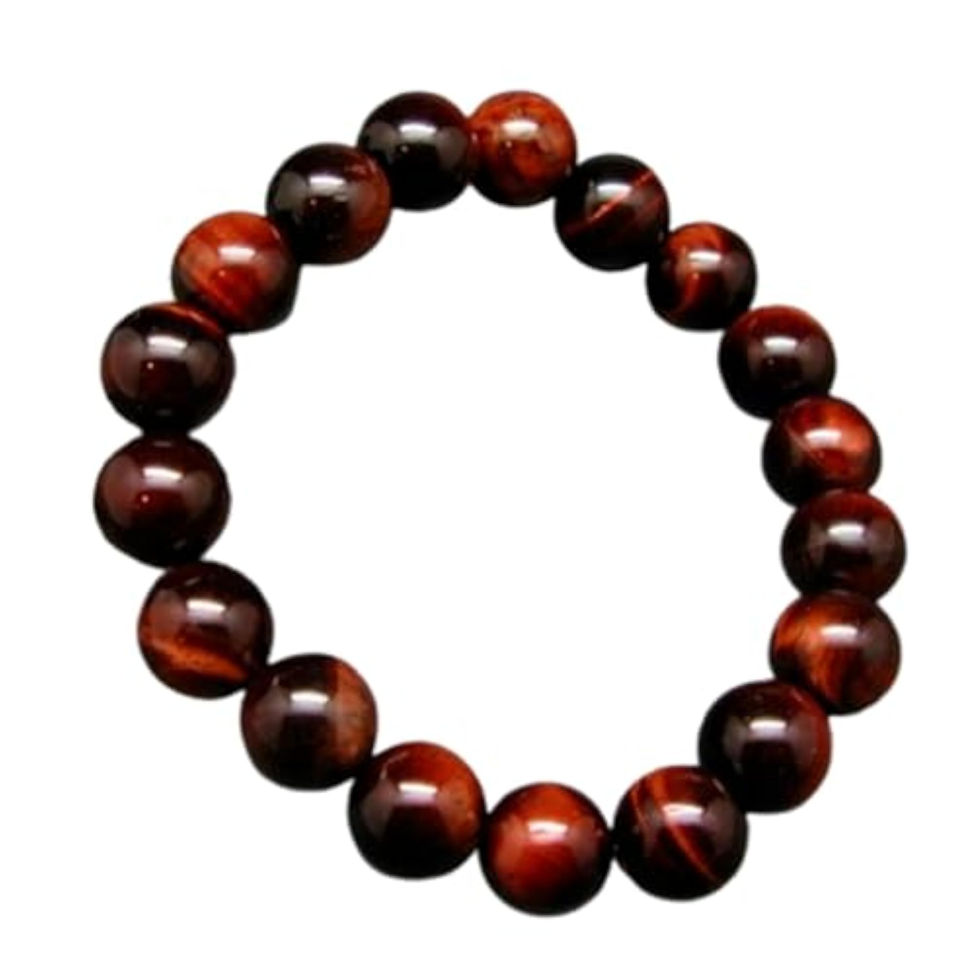 Natural Red Tigers Eye 10mm Round Bead Stretchable Bracelet, Unisex