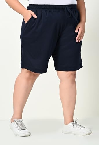 Image of Women's Plus Size Bermunda Shorts | Knee Length Cotton Short | Half Pants for Womens