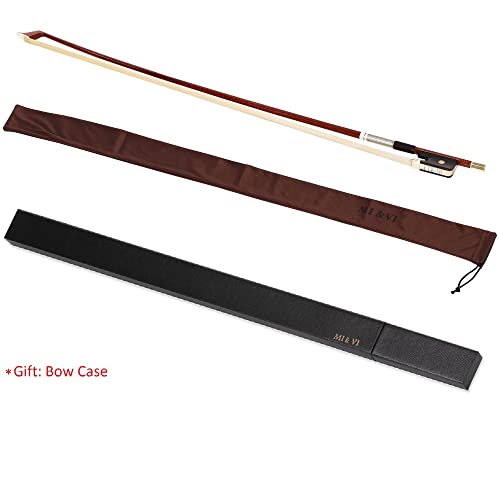 MI&VI CB-795 Professional Pernambuco Wood Skin Carbon Fiber Cello Bow (Full Size 4/4) with High-Density Bow Case Included | Well Balanced | Perfect Weight | Mongolian Horse Hair - MIVI Music