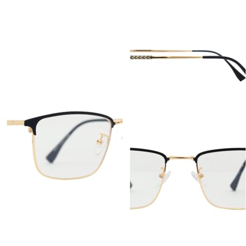 Image of ADMIRE Metal Frame Eyeglasses, Black, Rectangular Shape, Clear Lens, Lightweight Hal-Rim Spectacles