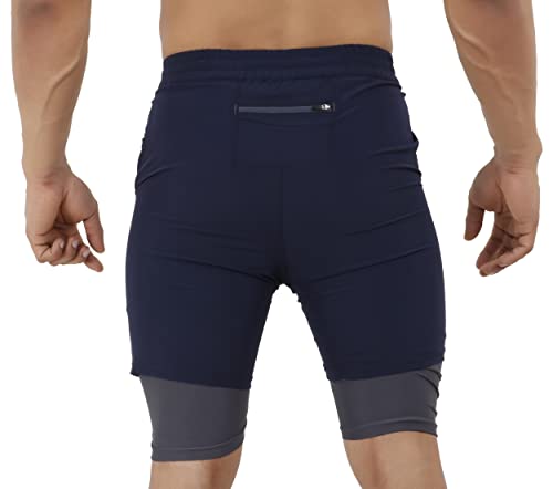 Image of NEVER LOSE Men's 2 in 1 Running Shorts with Liner,Dry Fit Workout Shorts with Pockets