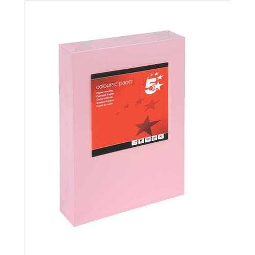 5 Star Office Coloured Card Multifunctional 160gsm A4 Light Pink [250 Sheets] Free finchley Refill Pen