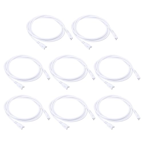 PATIKIL 1.5M / 4.9Ft T5 T8 LED Lamp Connecting Wire, 6 Pack LED Double End 3 Pin Cable Connector Linkable Extension Power Cords for LED Integrated Tube, White