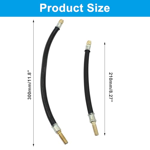 Image of 4 PCS Tire Valve Extensions, 2 PCS 8.27 Inch Tire Valve Extension Adaptor and 2 PCS 11.81 Inch Flexible Valve Stem Extenders for Cars, Trucks, Motorcycles