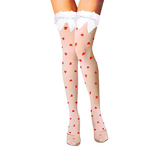 Socks Knee Socks Red Love Heart Pattern 