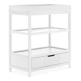 Dream On Me Ivy Baby Changing Table – Compact Modern Changing Station with Spacious Drawer & 2 Open Shelves, New Zealand Pinewood, Easy-to-Clean Non-Toxic Finish, Space-Saving Nursery Storage – White