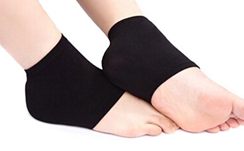 Healthcom Gel Heel Socks Moisturising Socks Comfy Recovery Pain Relief Sock Foot Spa Heel Sleeves For Dry Hard Cracked Skin Foot,Black(Size:L)