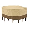 Classic Accessories Veranda Water-Resistant 82 Inch Round Patio Table & Chair Set Cover, Outdoor Table Cover