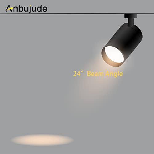 Anbujude Dimmable 12W Led Track Lighting Heads, Compatible With J Type Track Lighting System For Home And Commercial Lighting, Black Track Lighting With 24° Beam Angle, 3000K Soft White, Cri90, 1 Pack #TOP4