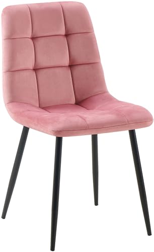 CLP Silla De Comedor Antibes Acolchada En Terciopelo I Butaca De SalÛn NÛrdica con Base Met·Lica & Sin Reposabrazos, Color:Rosa