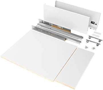 Emuca - Kit de cajón para cocina o baño con tableros incluidos y guias de extracción total con cierre suave, altura 93 mm para módulo 900 mm y profundidad 500 mm, Blanco