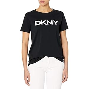 DKNY SPORTSWEAR womens Everyday Logo Tee Short sleeve top, Black, X-Small US