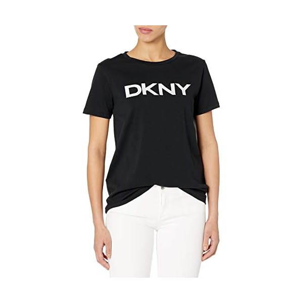 DKNY SPORTSWEAR womens Everyday Logo Tee Short sleeve top, Black, X-Small US