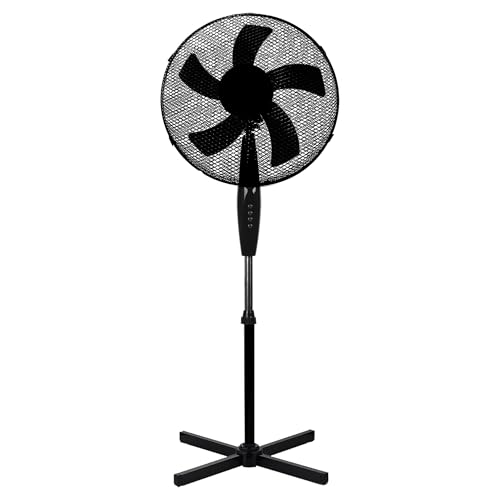 COZYBRITE Pedestal Fan Cooling 16 inch Standing Electric Oscillating Floor Fans with 3 Speed Setting Adjustable Height Tilt Angle for Living Room Bedroom Home Use FS40-3 (Black 5 Blades)