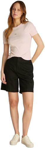 Calvin Klein WOVEN LABEL RIB FITTED TEE Kadın T-shirt, Pembe, M - Görsel 3