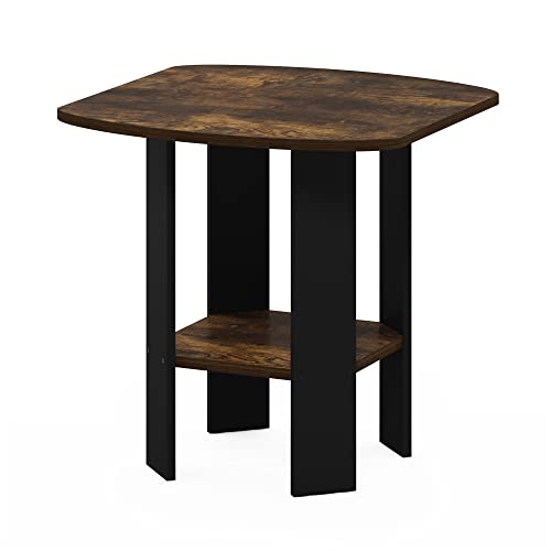 Image of Furinno Simple Design End Side Night Stand /Bedside Table with Bin Drawer, Amber Pine /Black