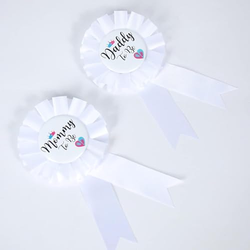 Gender Reveal Decorations - Sash and Tinplate Badge Mommy to Be and Daddy to Be Baby Shower2