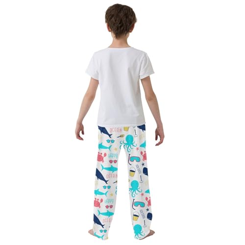 ZZXXB Happy Holiday Crab Whale Boys Long Pants Soft Trousers Elastic Waist Kids Lounge Bottoms with Pockets S-XL3