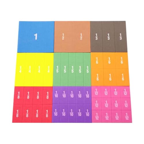 MagiDeal 51 Uds. Bloques de fracción Juguetes Montessori Materiales de matemáticas para Herramientas de enseñanza de 2º 3º 4º y 5º Grado manipuladores de