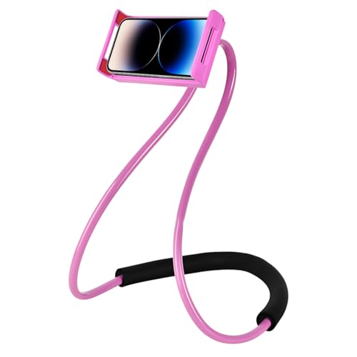 UIEXAY Supporto telefono letto,Supporto universale per smartphone, da appendere al collo, supporto flessibile per telefono cellulare, rotazione libera fai da te per molteplici funzioni (Rosa)