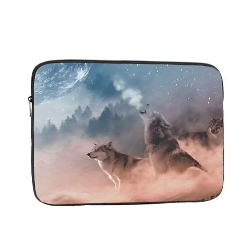 パソコンケース スリーブ ノートパソコン用のバッグ 月に向かって叫ぶオオカミ 耐衝撃撥水加工 ノートパソコン ケース 通勤 通学 旅行 出張 シンプル 通勤 通学 ビジネス おしゃれ かわいい 軽量 17 Inch