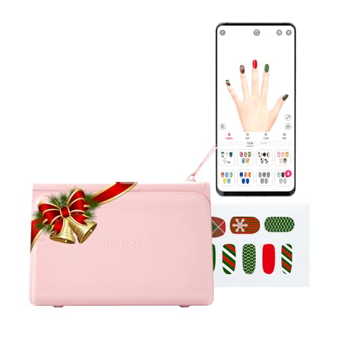 Nail POP Nail Beauty Device Pink, Includes 10 Sheets of Nail Cartridge, Pink, Digital Mobile Printer, Printable Sticker, Wireless Portable Nail Device via App, Unlimited Design